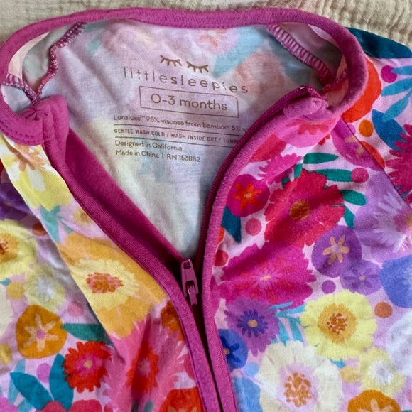 SOLD OUT - Little Sleepies Rainbow Blooms Zippy Shorty, 0-3m - Picture 2 of 5
